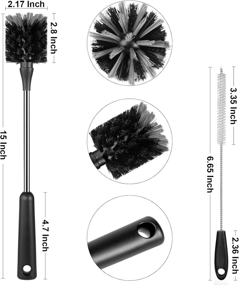 SweeBe 3 Pack Bottle Brush Set, Long Handle Baby Bottle Brush Cleaner with Straw Brush and Lid Brush, Water Bottle Scrubber, Kitchen Scrub Cleaning Brushes for Cups, Coffee Mugs, Tumblers, Thermos - Image 4